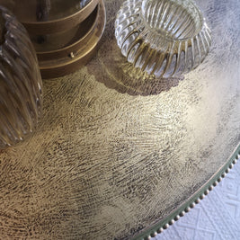 Not For Sale - Annalise: Half round table with a metallic top finish