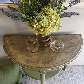 Not For Sale - Annalise: Half round table with a metallic top finish