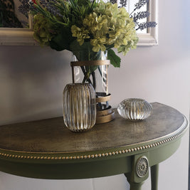 Not For Sale - Annalise: Half round table with a metallic top finish