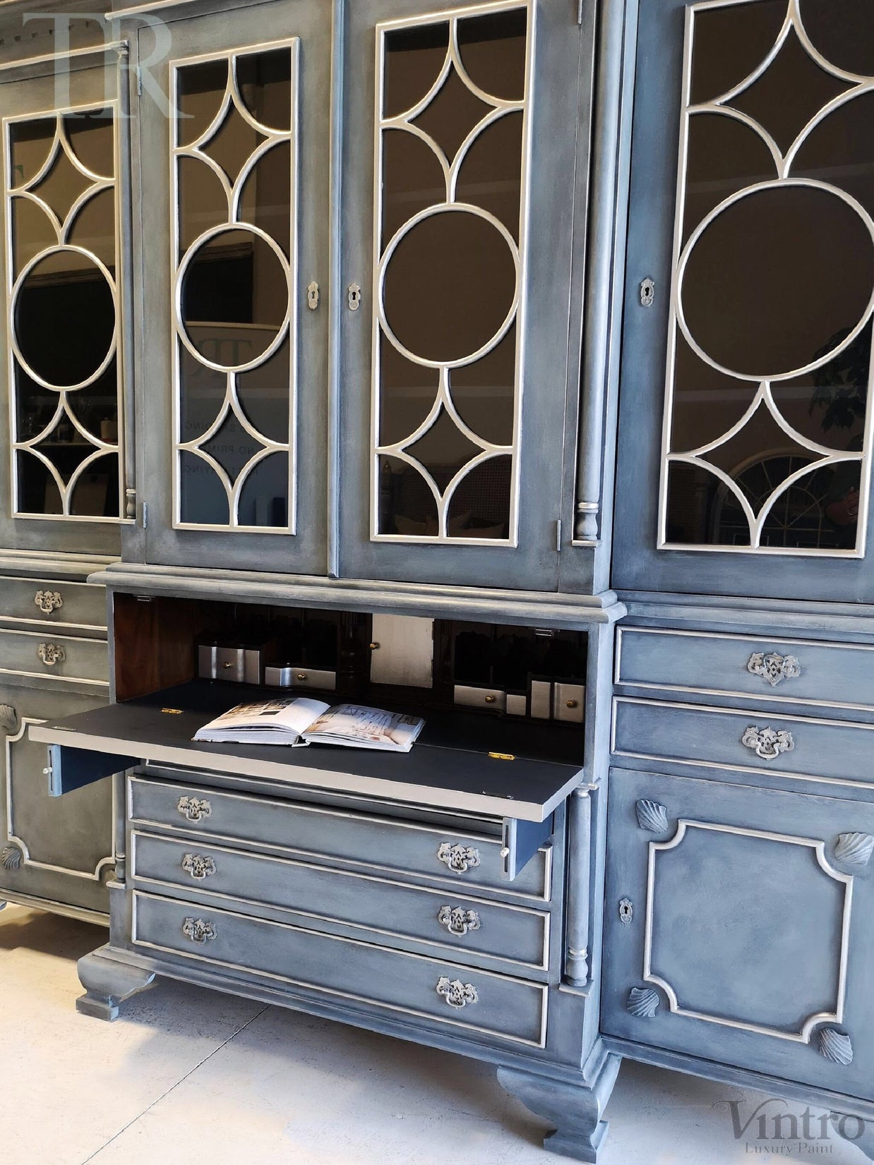 Not For Sale - Rosette: Large solid Mahogany display cabinet