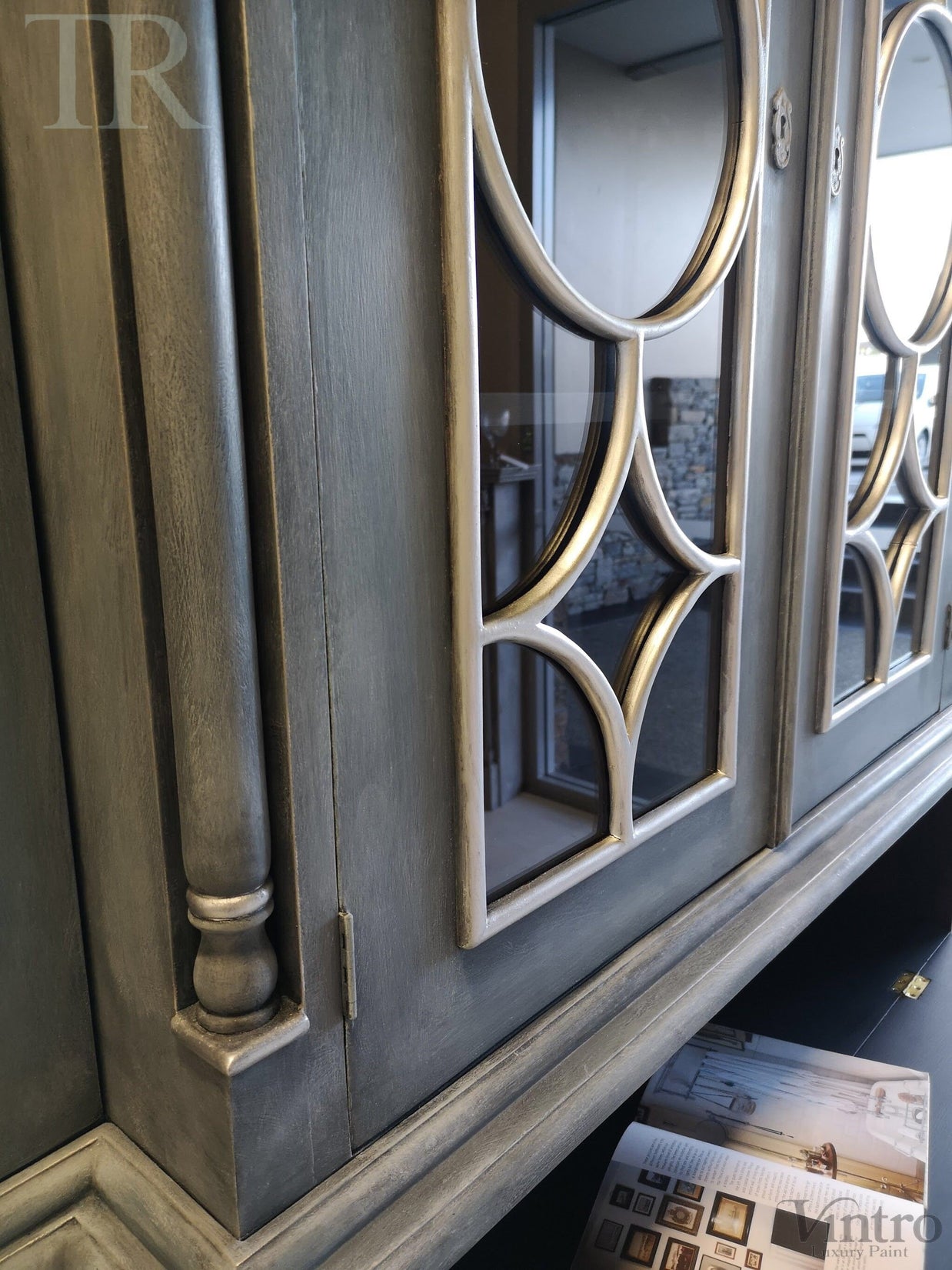 Not For Sale - Rosette: Large solid Mahogany display cabinet