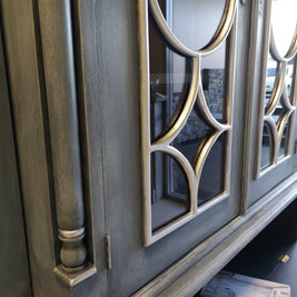 Not For Sale - Rosette: Large solid Mahogany display cabinet