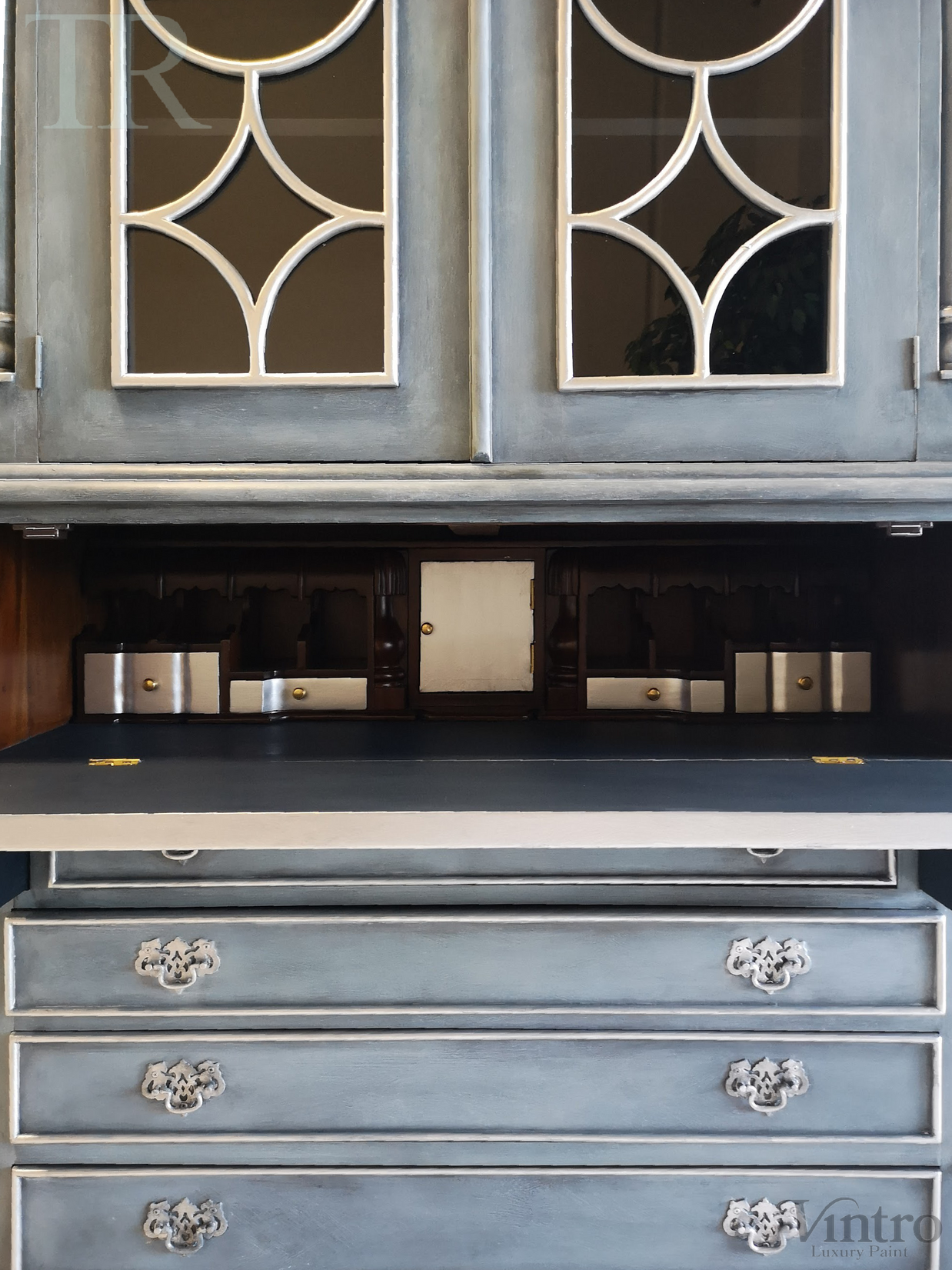 Not For Sale - Rosette: Large solid Mahogany display cabinet