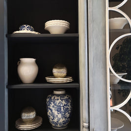Not For Sale - Rosette: Large solid Mahogany display cabinet