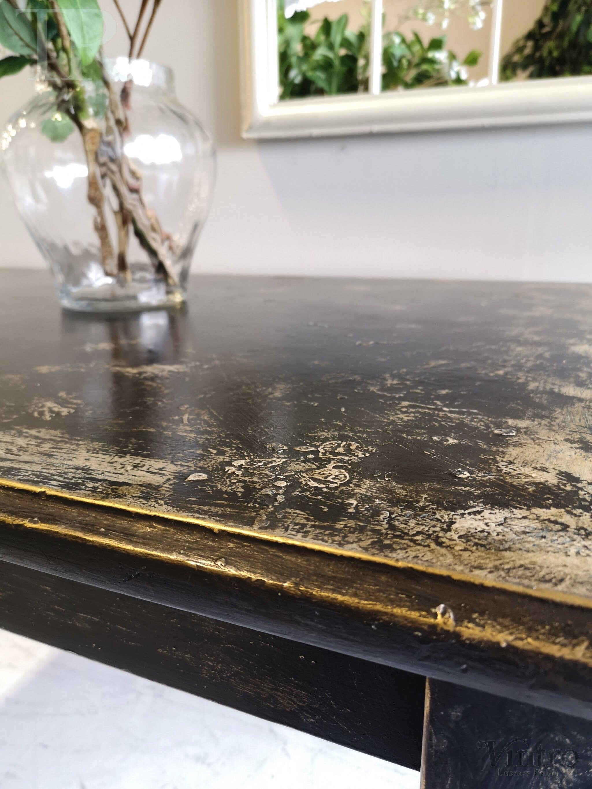 Not For Sale - Pera: Rustic Black and Gold Table