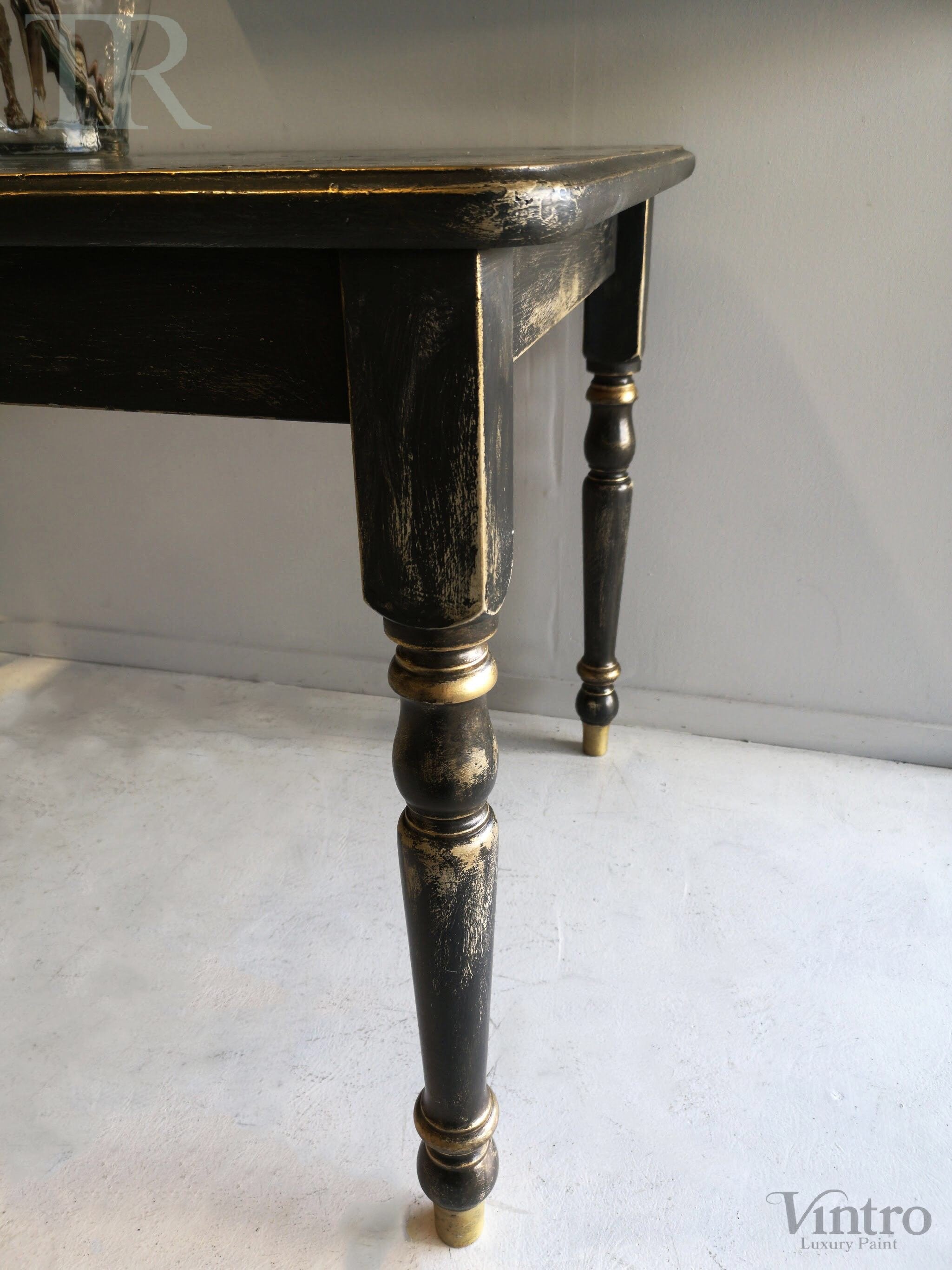 Not For Sale - Pera: Rustic Black and Gold Table