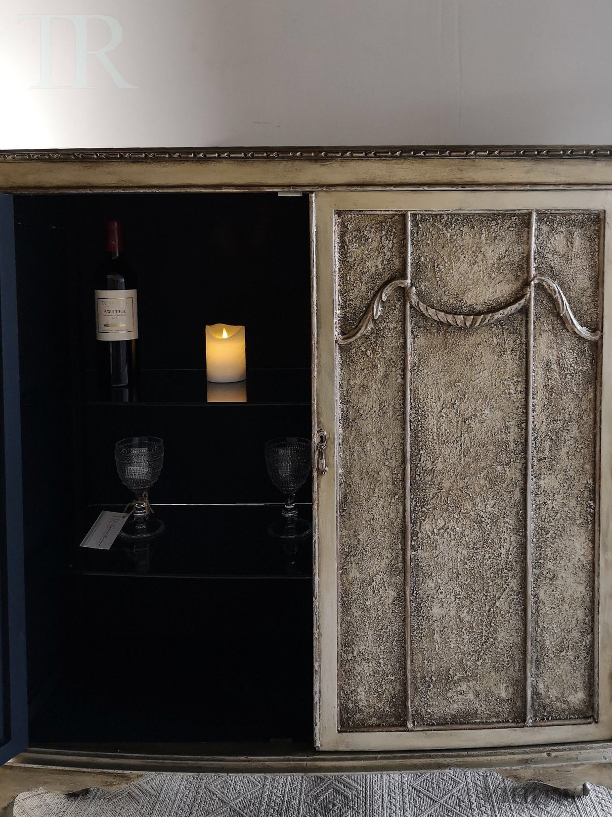 Not For Sale - Rea: Aged Metallic Champagne gold cabinet