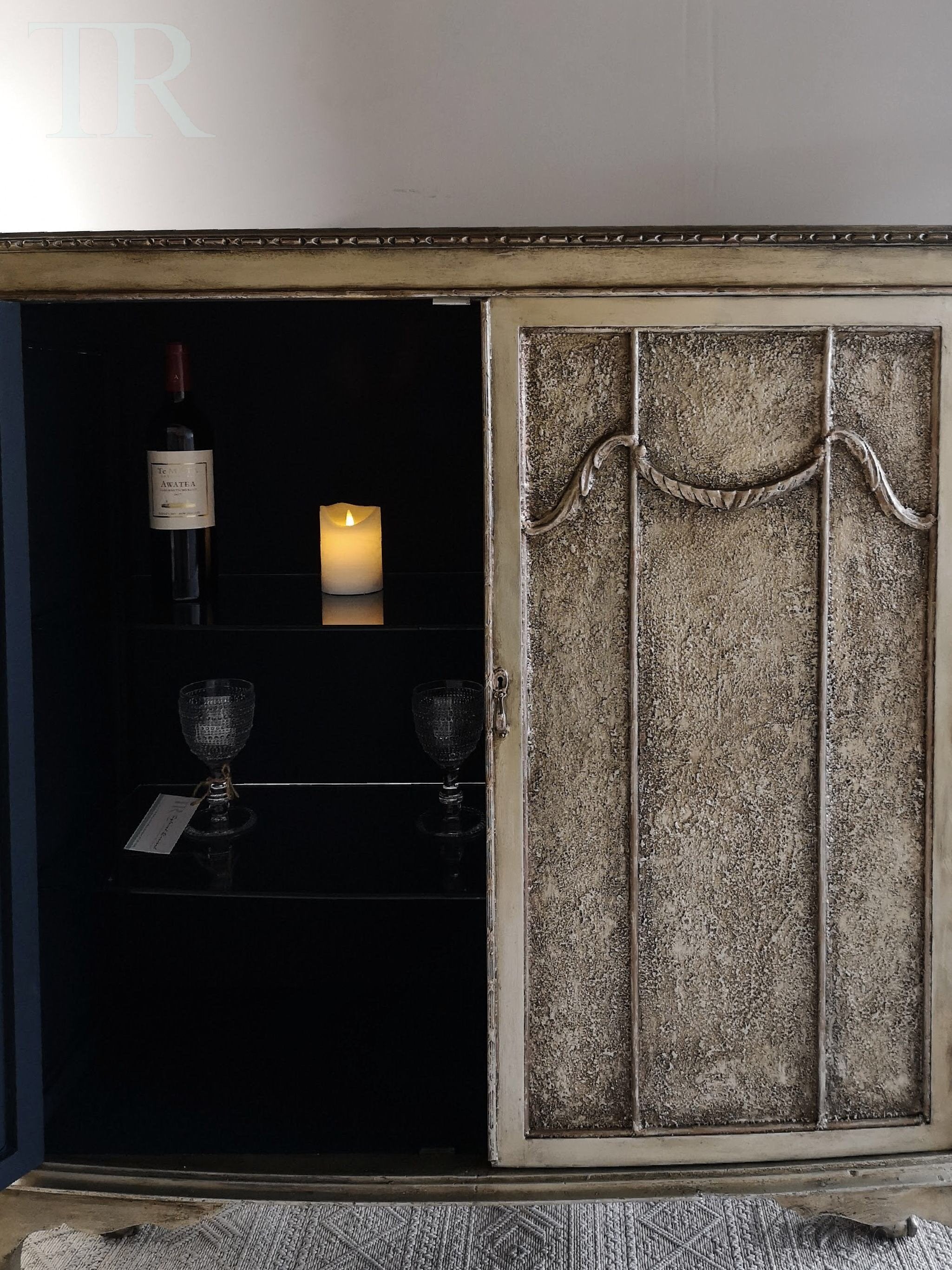 Not For Sale - Rea: Aged Metallic Champagne gold cabinet