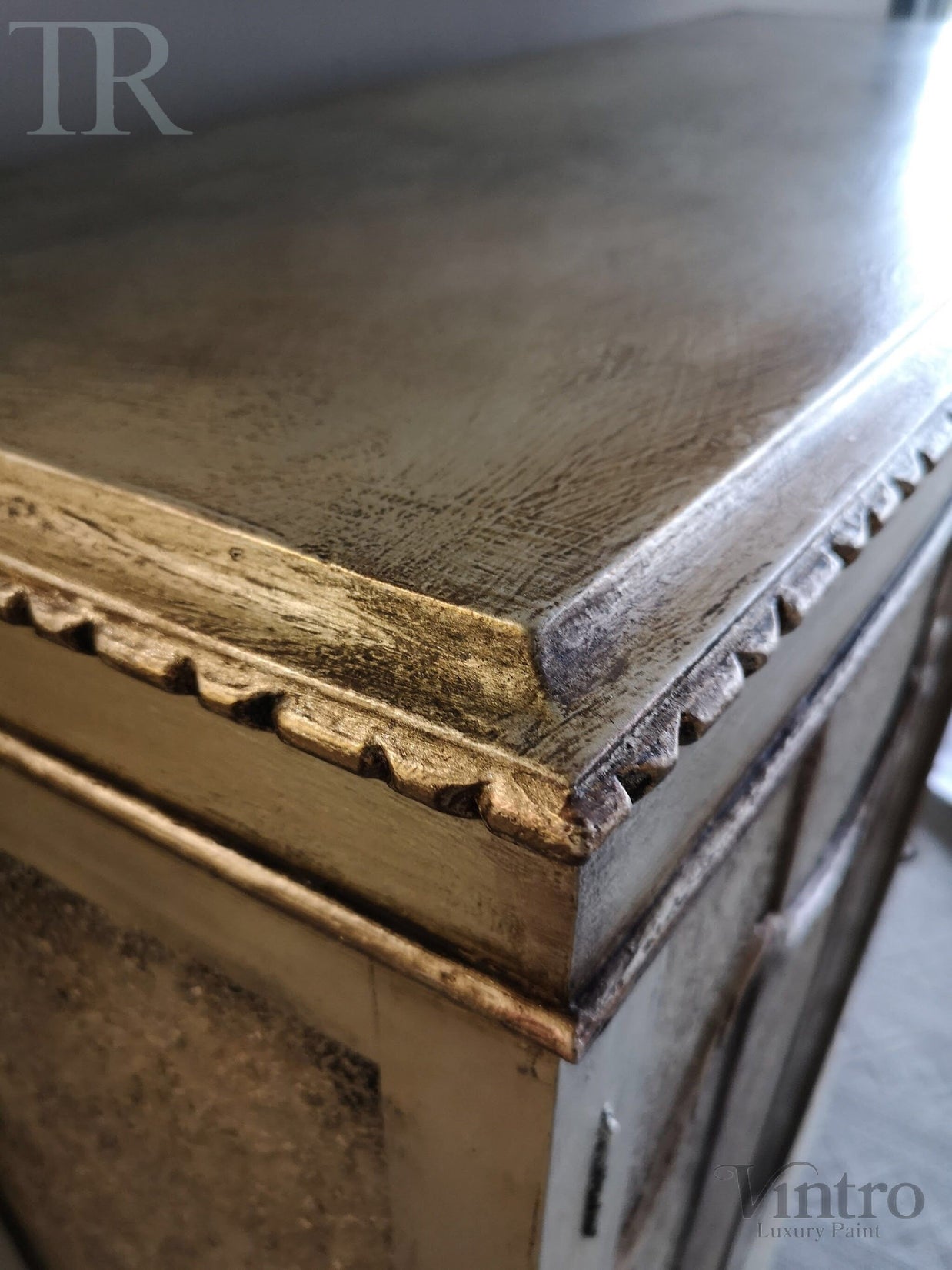 Not For Sale - Rea: Aged Metallic Champagne gold cabinet