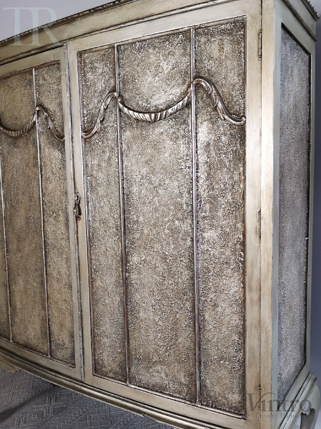 Not For Sale - Rea: Aged Metallic Champagne gold cabinet