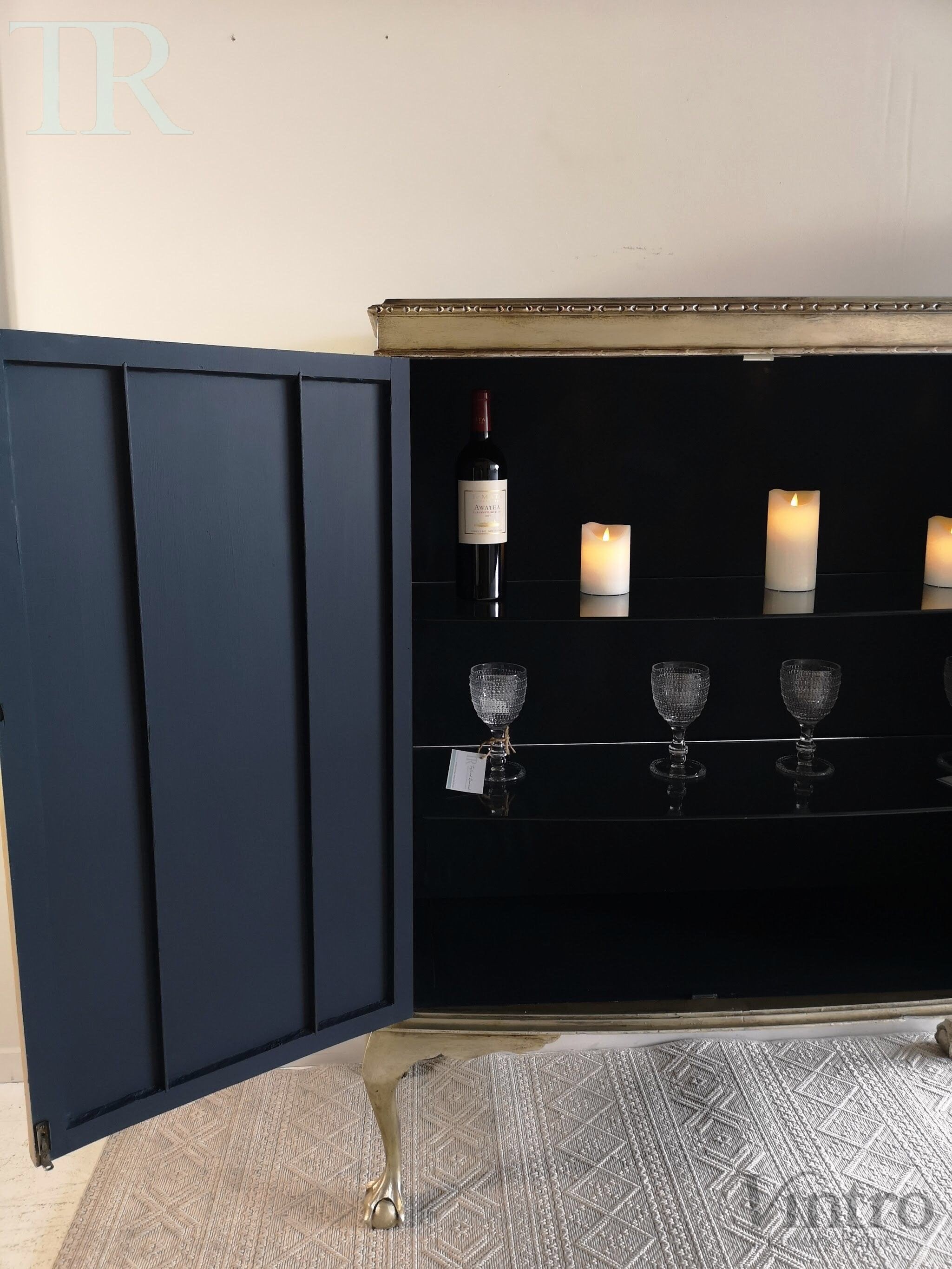 Not For Sale - Rea: Aged Metallic Champagne gold cabinet