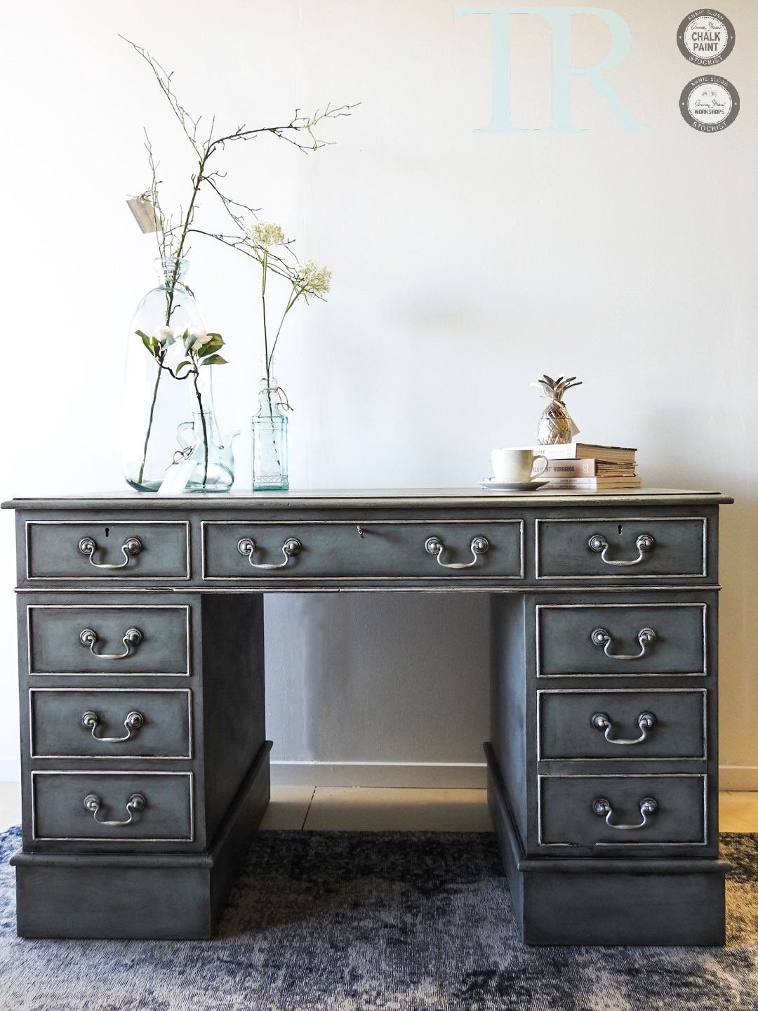 Not For Sale - Shelly: Hand painted partners desk