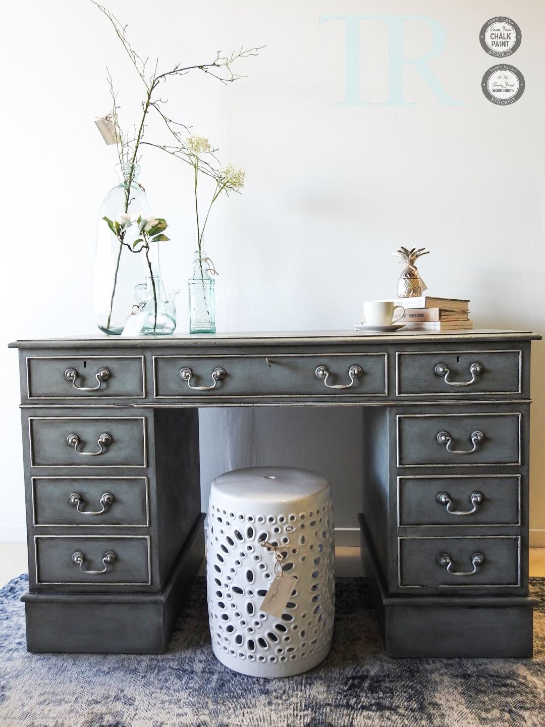 Not For Sale - Shelly: Hand painted partners desk