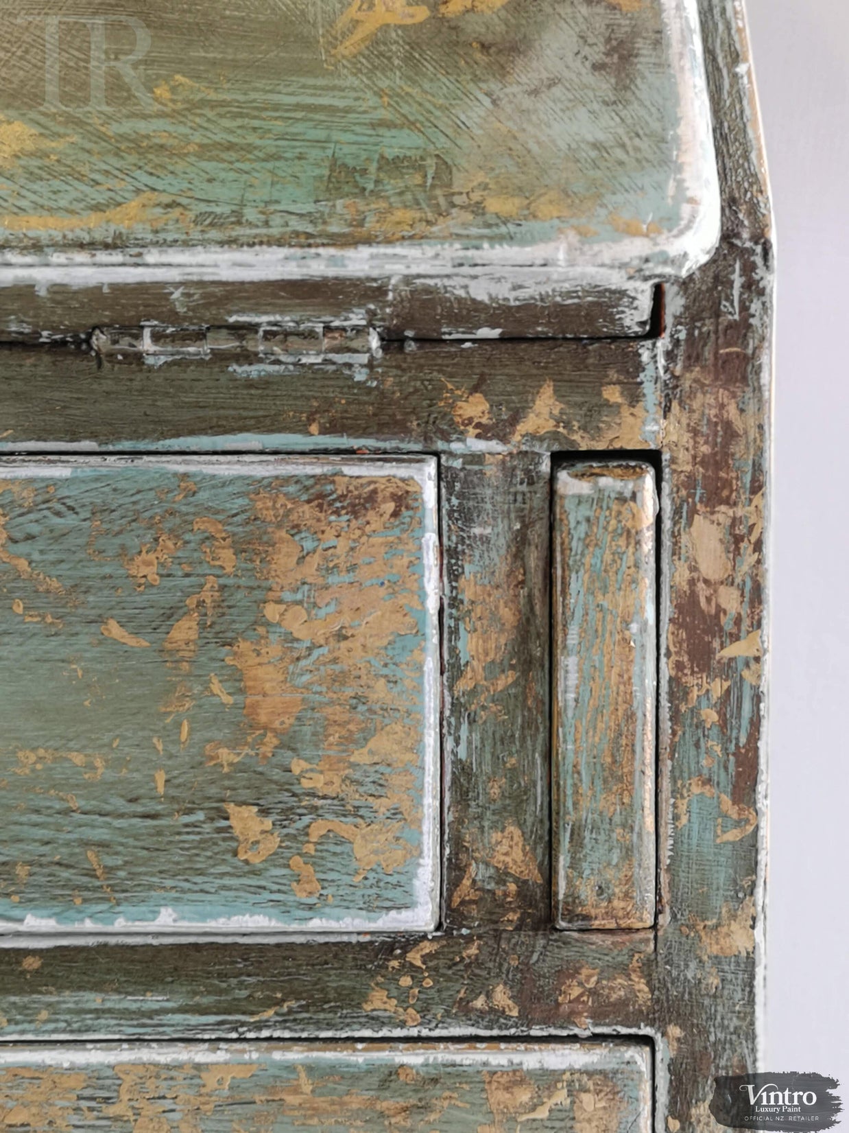 Not For Sale - Briar:  Hand painted and aged drop front desk in Solid Oak