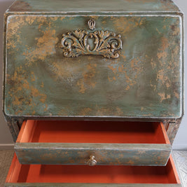 Not For Sale - Briar:  Hand painted and aged drop front desk in Solid Oak