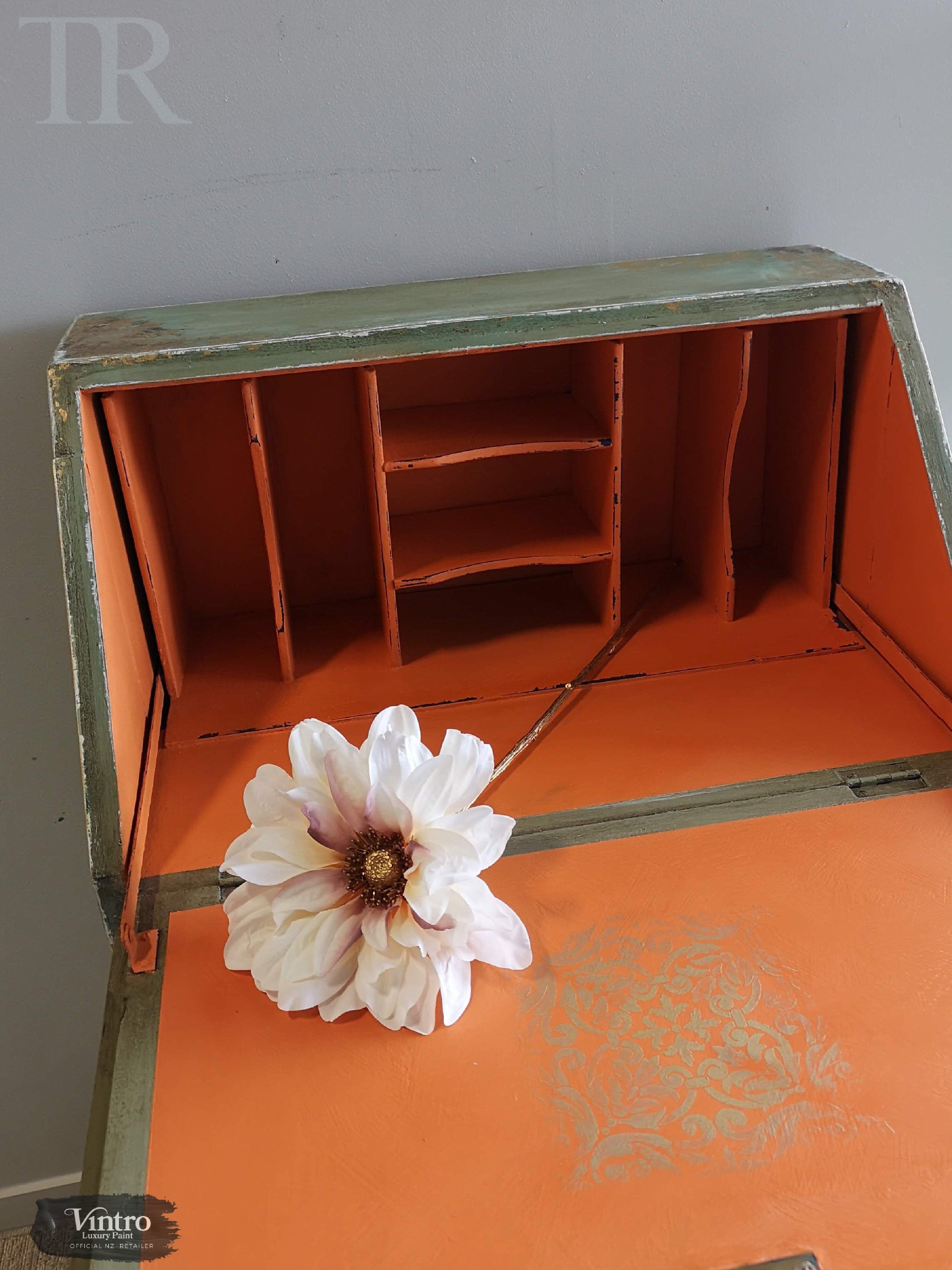 Not For Sale - Briar:  Hand painted and aged drop front desk in Solid Oak