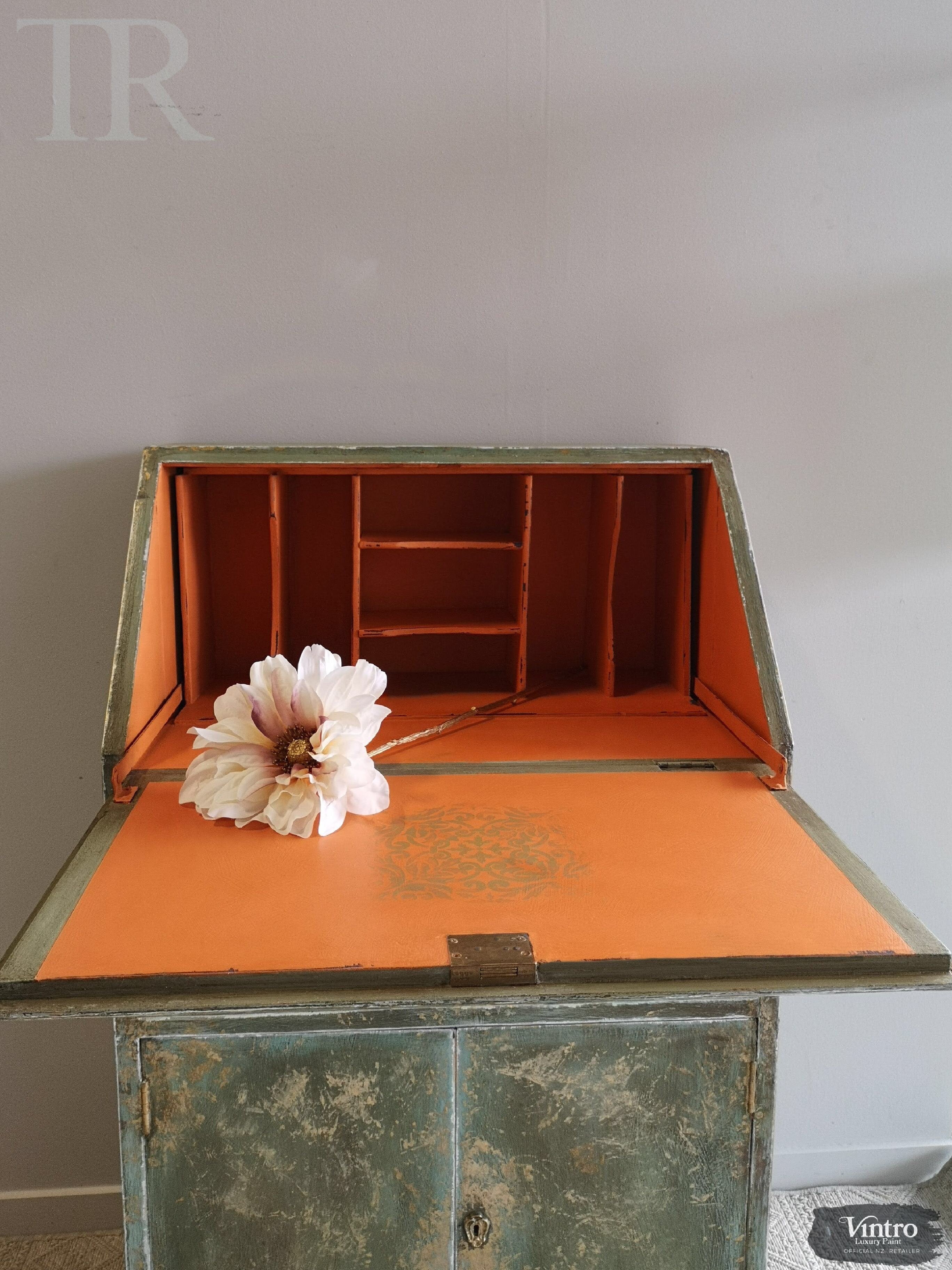 Not For Sale - Briar:  Hand painted and aged drop front desk in Solid Oak