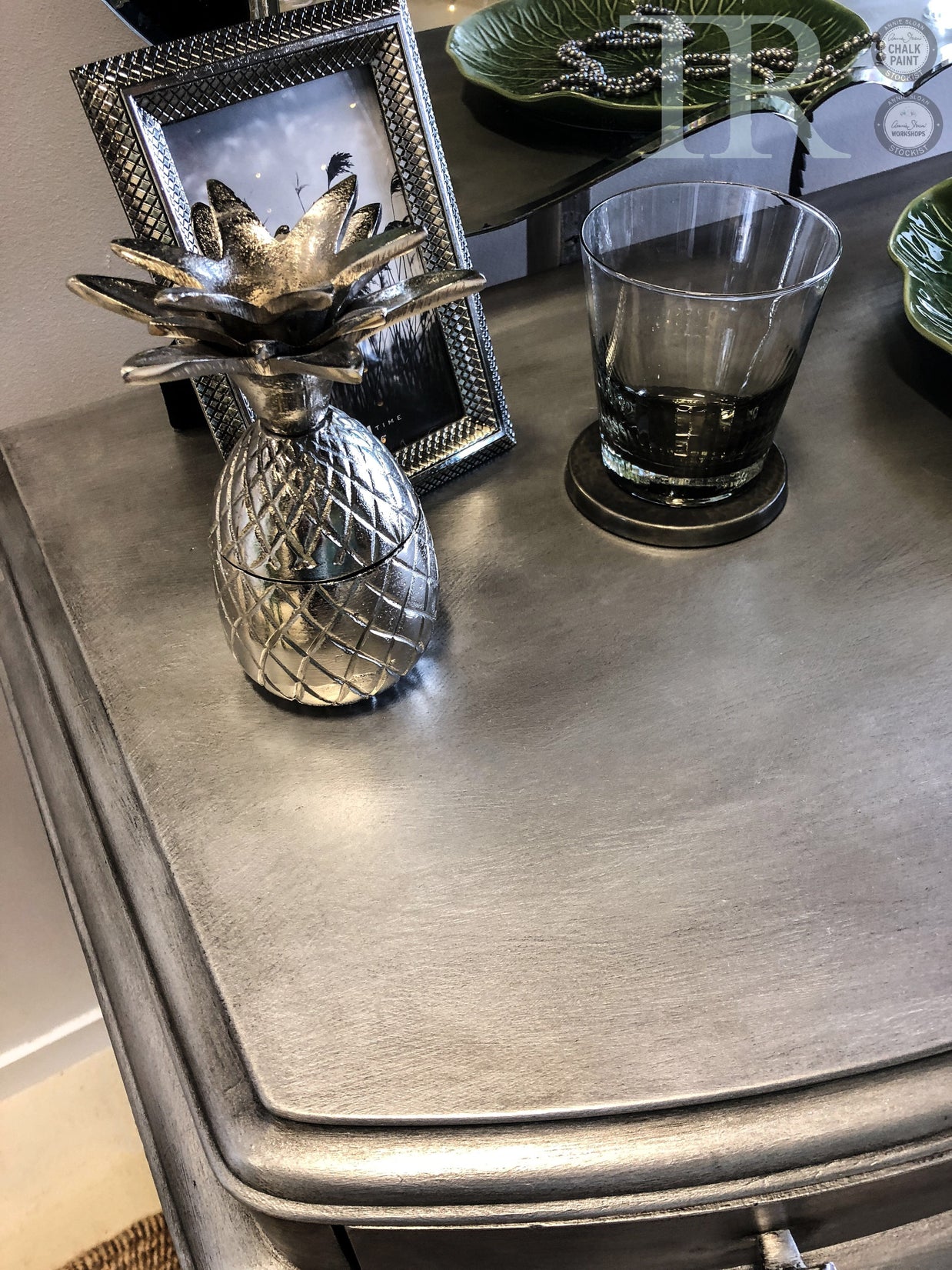 Not For Sale - Khloe : Aged brushed silver dressing table