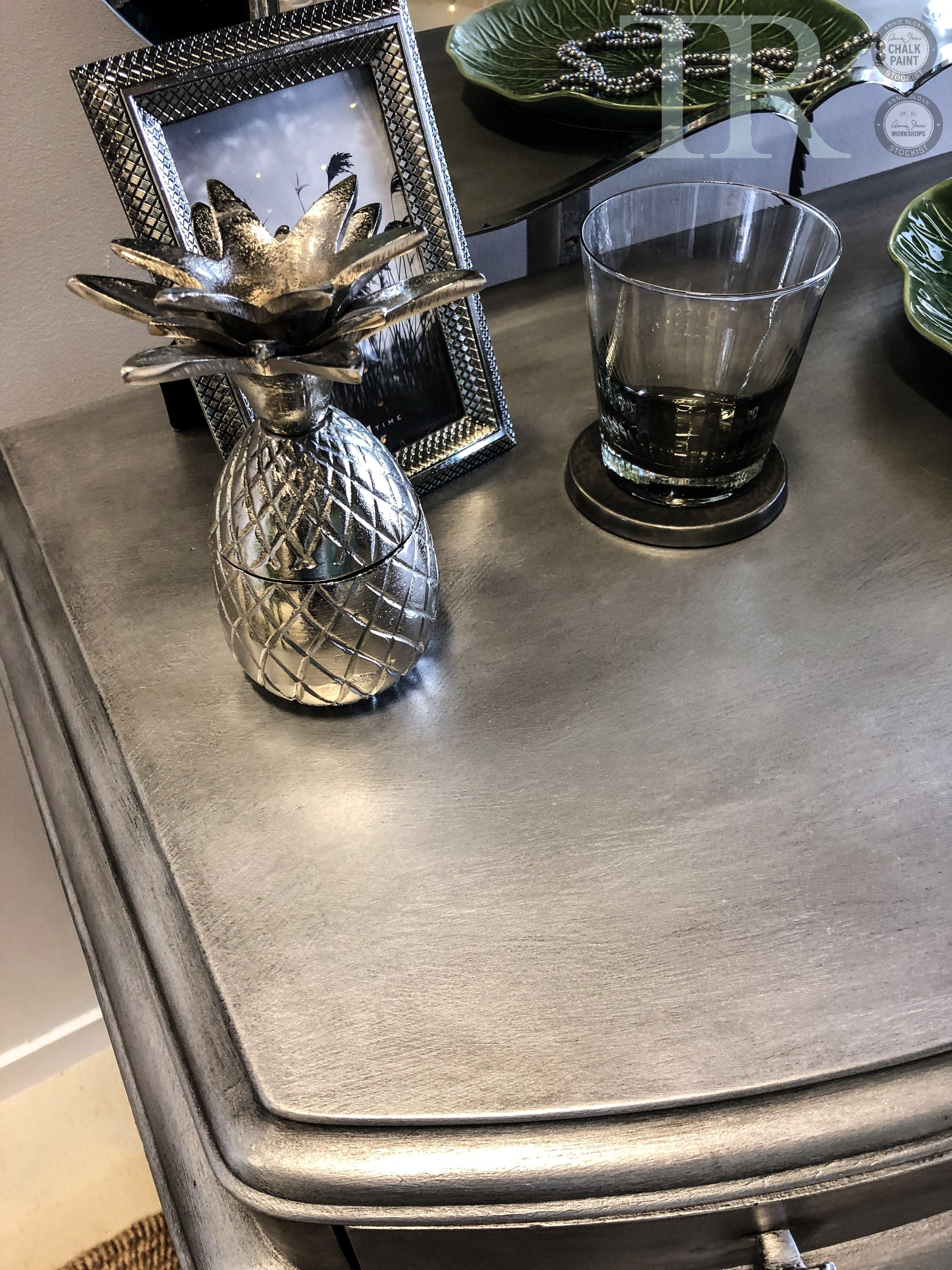 Not For Sale - Khloe : Aged brushed silver dressing table