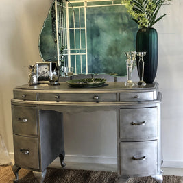 Not For Sale - Khloe : Aged brushed silver dressing table
