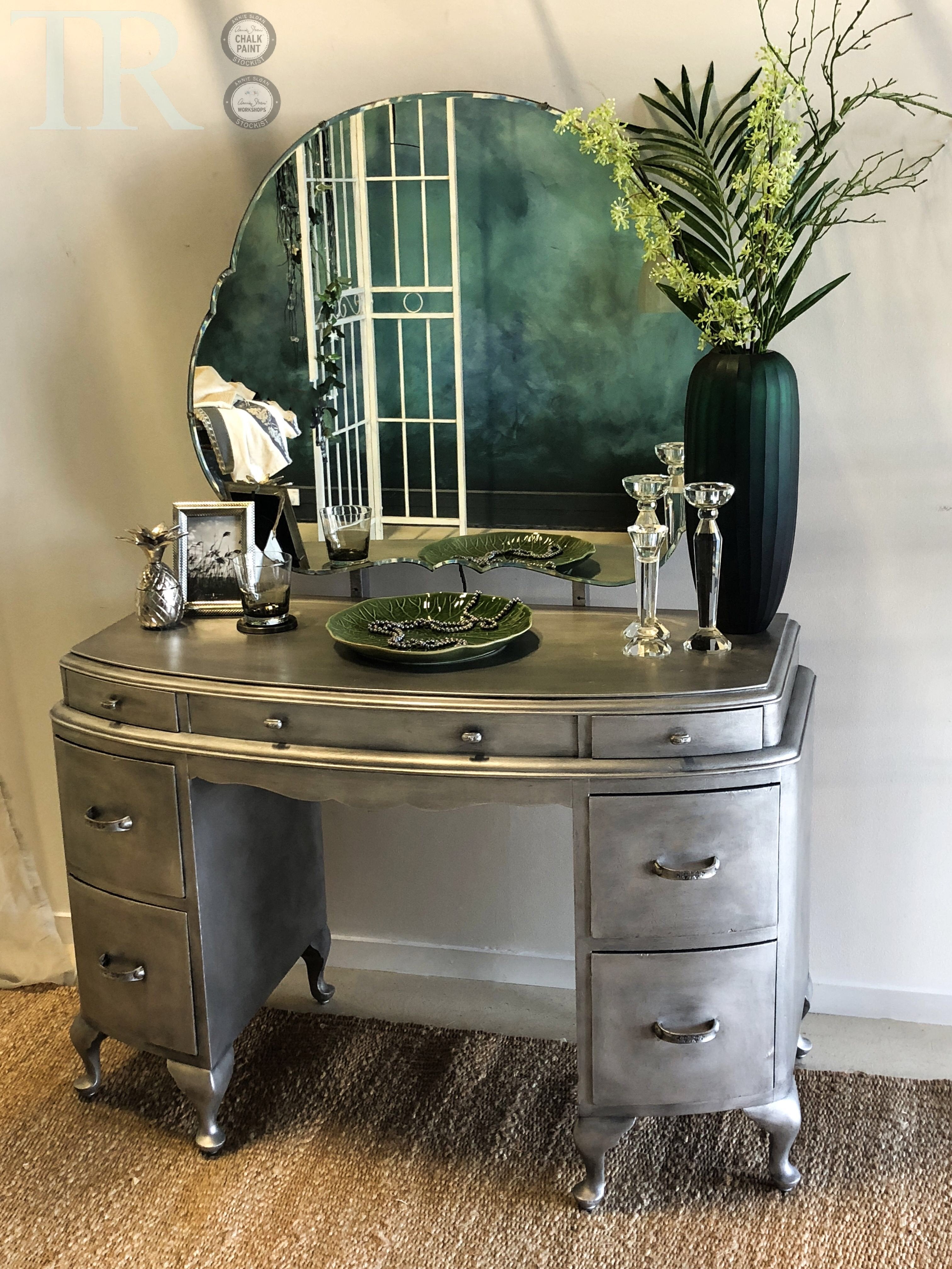 Not For Sale - Khloe : Aged brushed silver dressing table