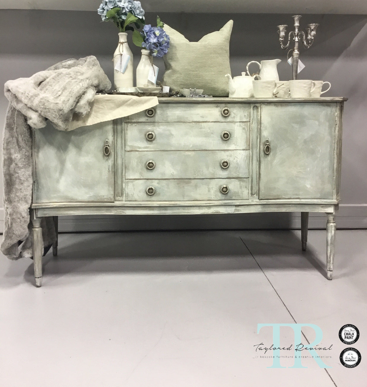 Not For Sale - Antoinette: Hand painted curved front sideboard