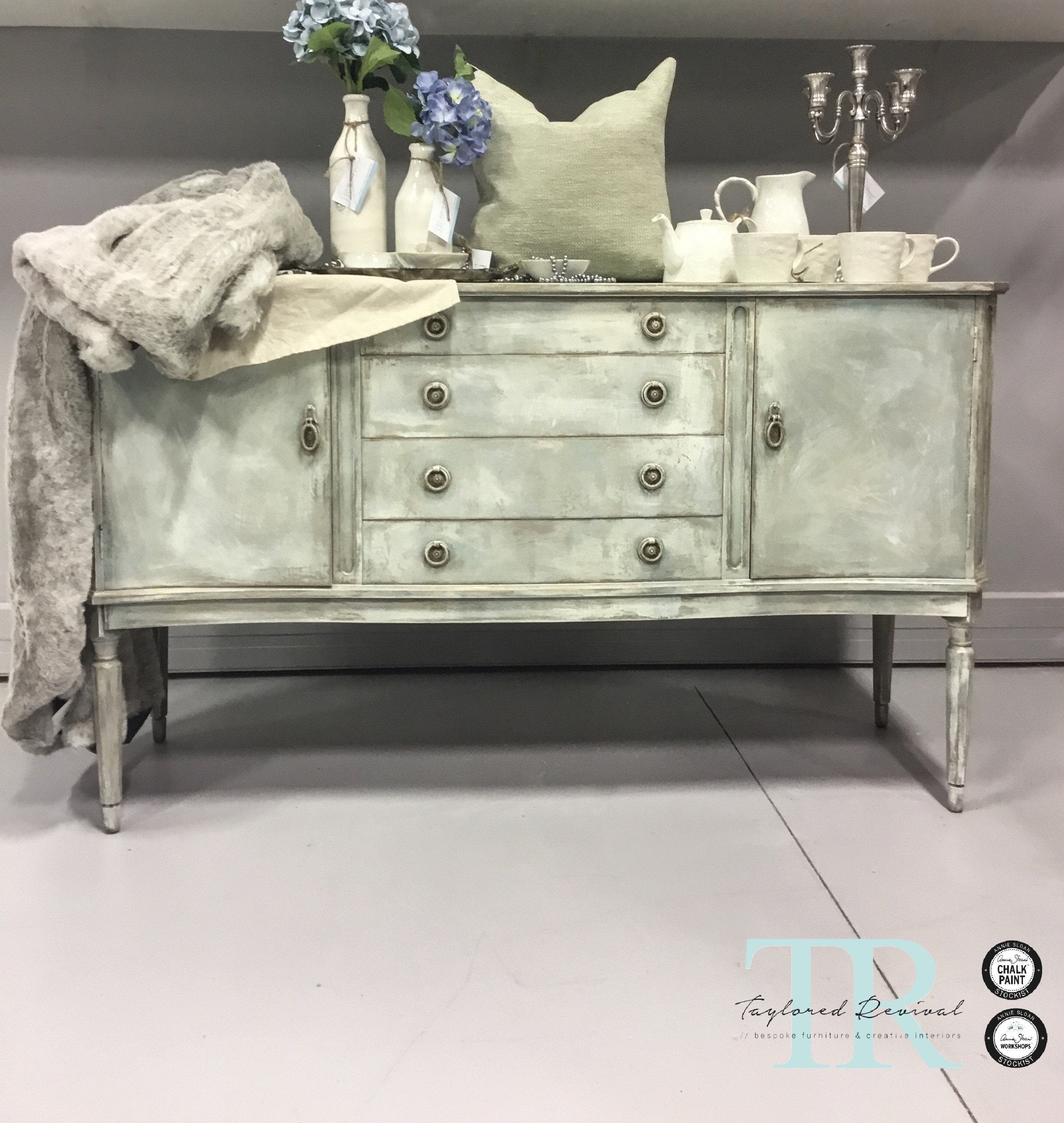 Not For Sale - Antoinette: Hand painted curved front sideboard