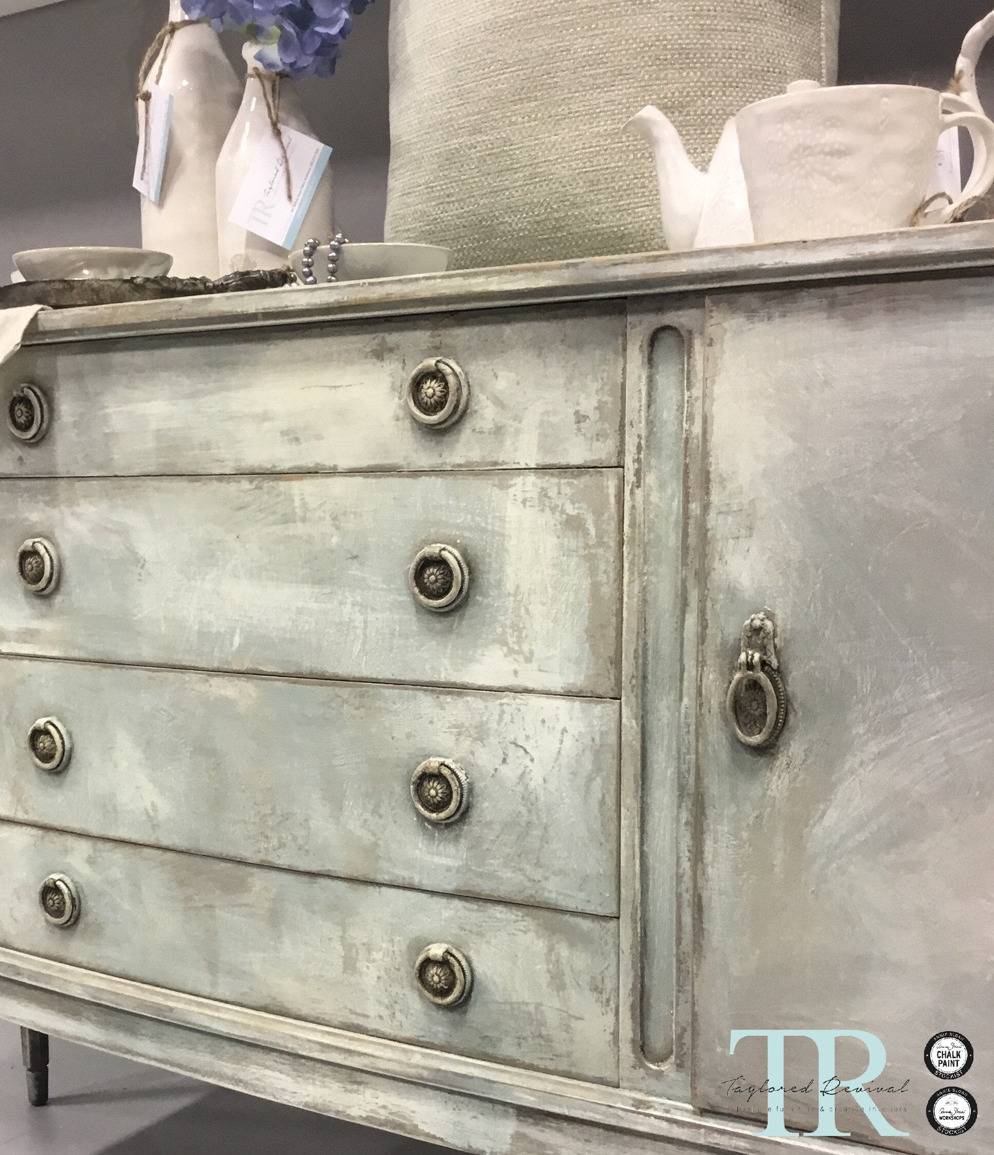 Not For Sale - Antoinette: Hand painted curved front sideboard