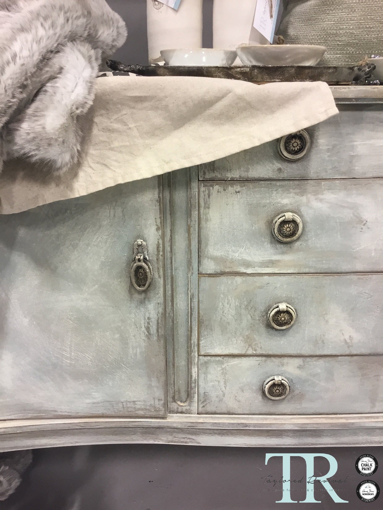 Not For Sale - Antoinette: Hand painted curved front sideboard
