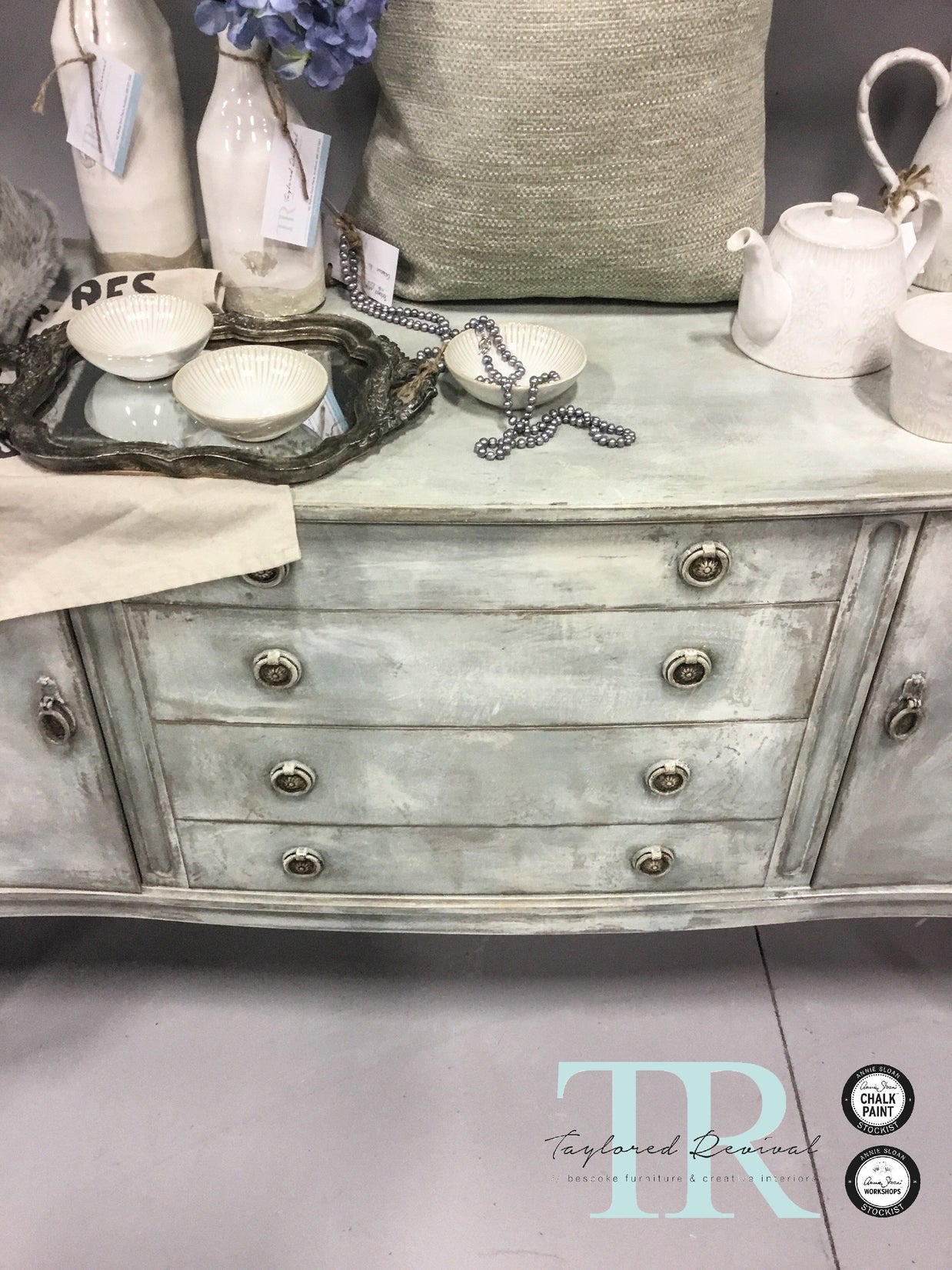 Not For Sale - Antoinette: Hand painted curved front sideboard