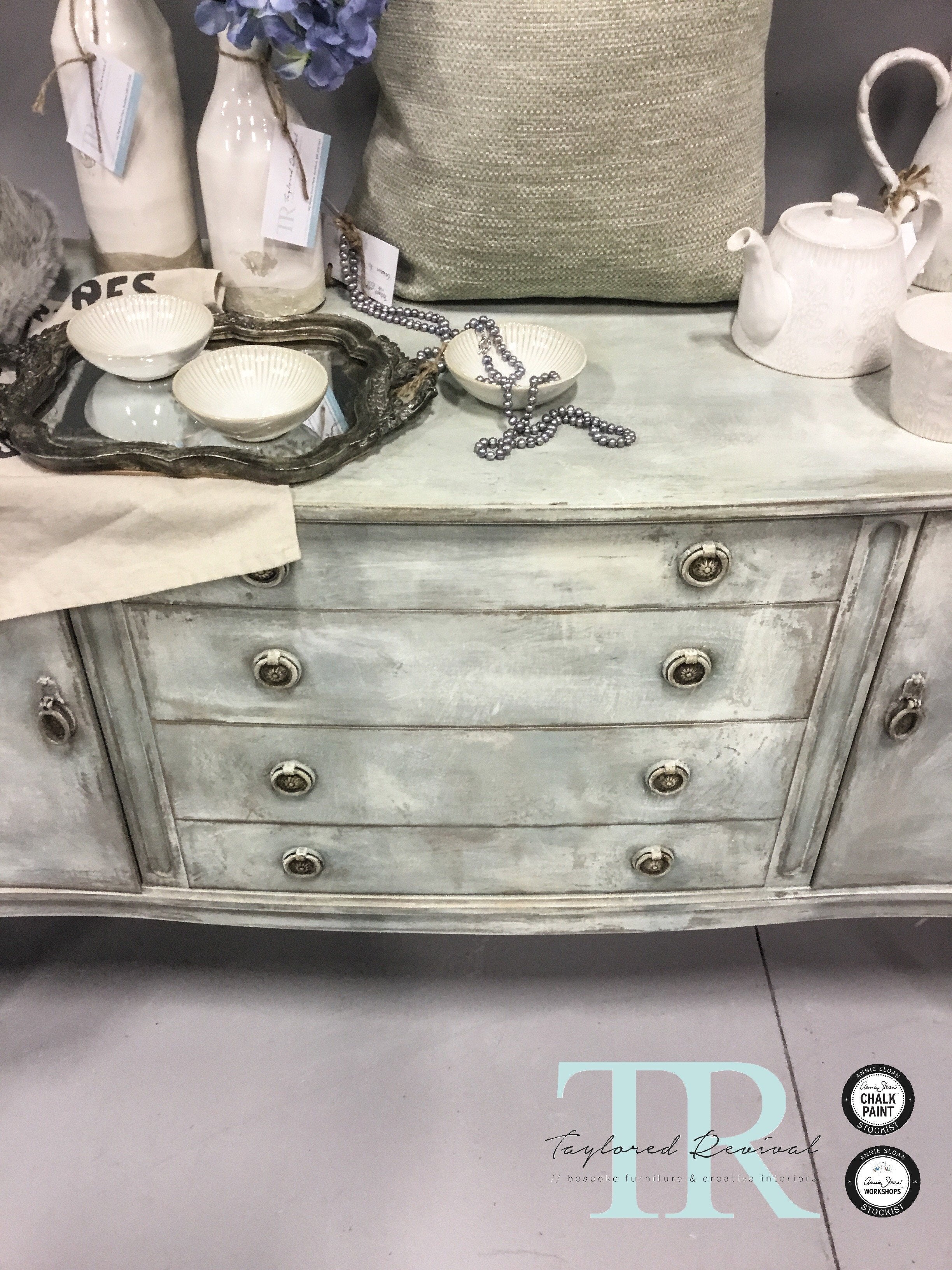 Not For Sale - Antoinette: Hand painted curved front sideboard