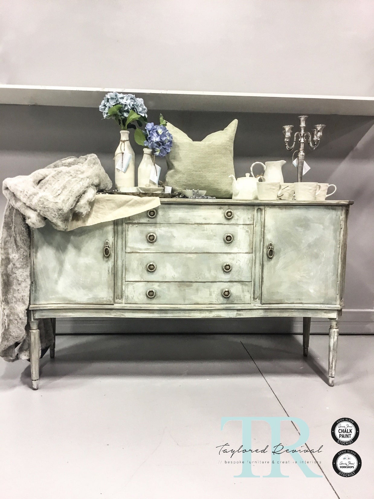 Not For Sale - Antoinette: Hand painted curved front sideboard