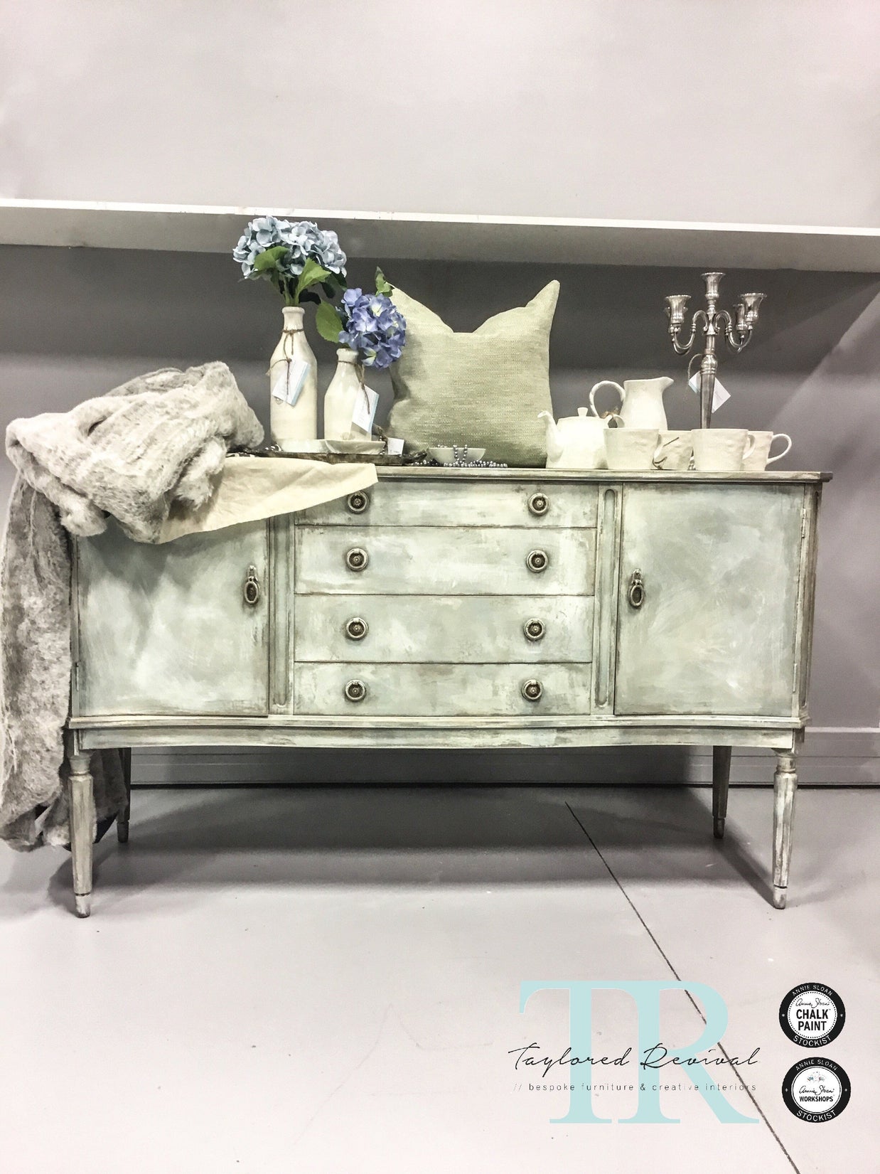 Not For Sale - Antoinette: Hand painted curved front sideboard