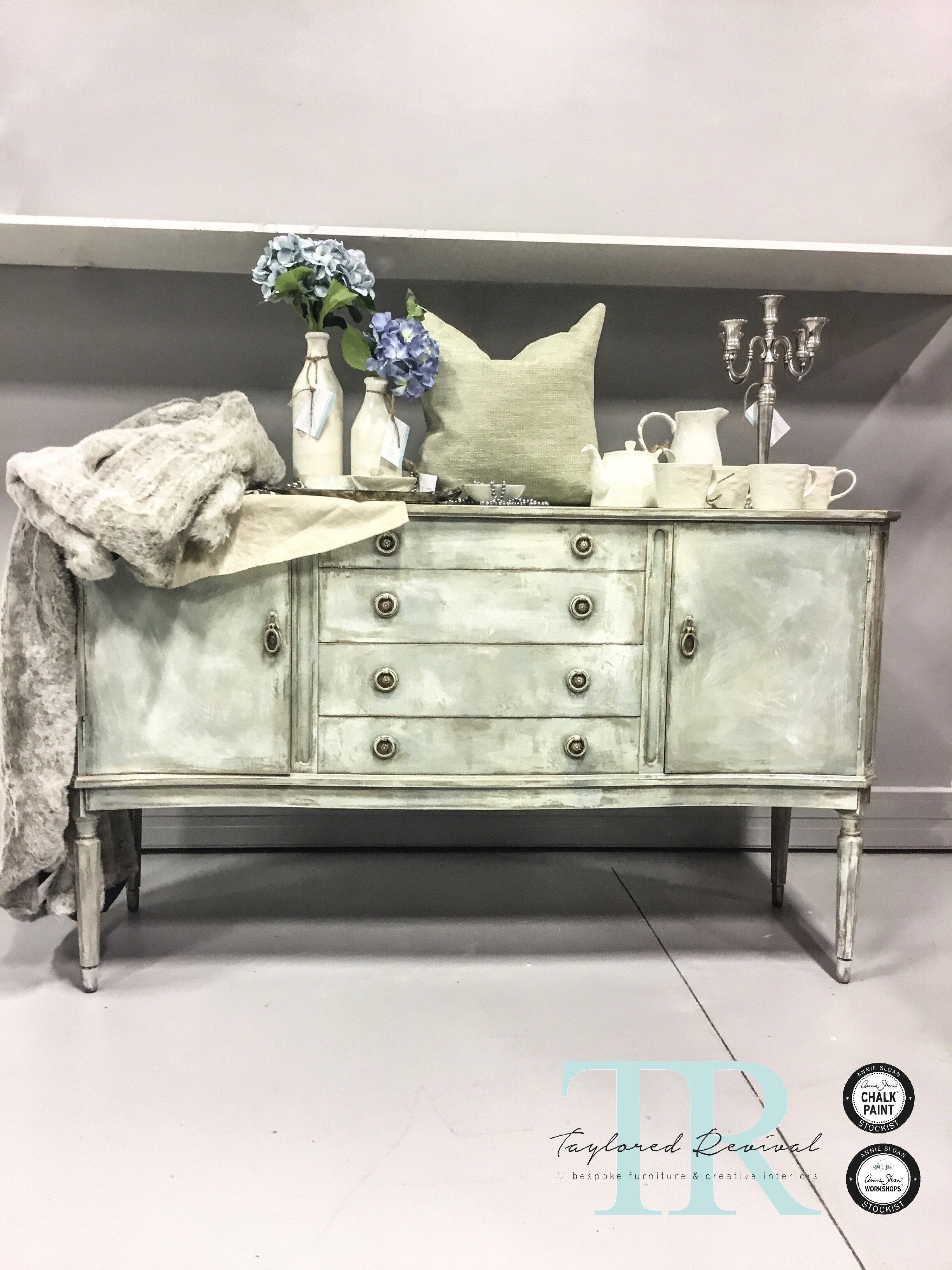 Not For Sale - Antoinette: Hand painted curved front sideboard