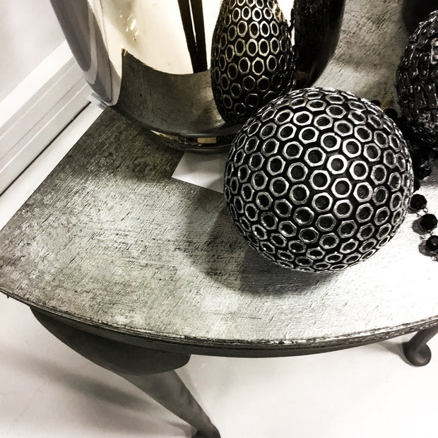 Not For Sale - Cass: Silver leafed half round table
