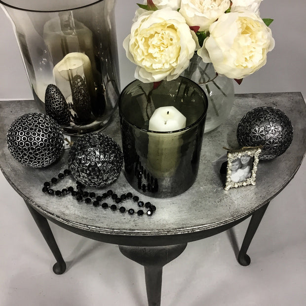 Not For Sale - Cass: Silver leafed half round table