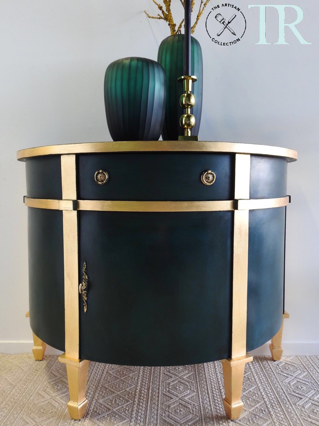 Not For Sale - Nicola : Luxe deep green and gold demilune