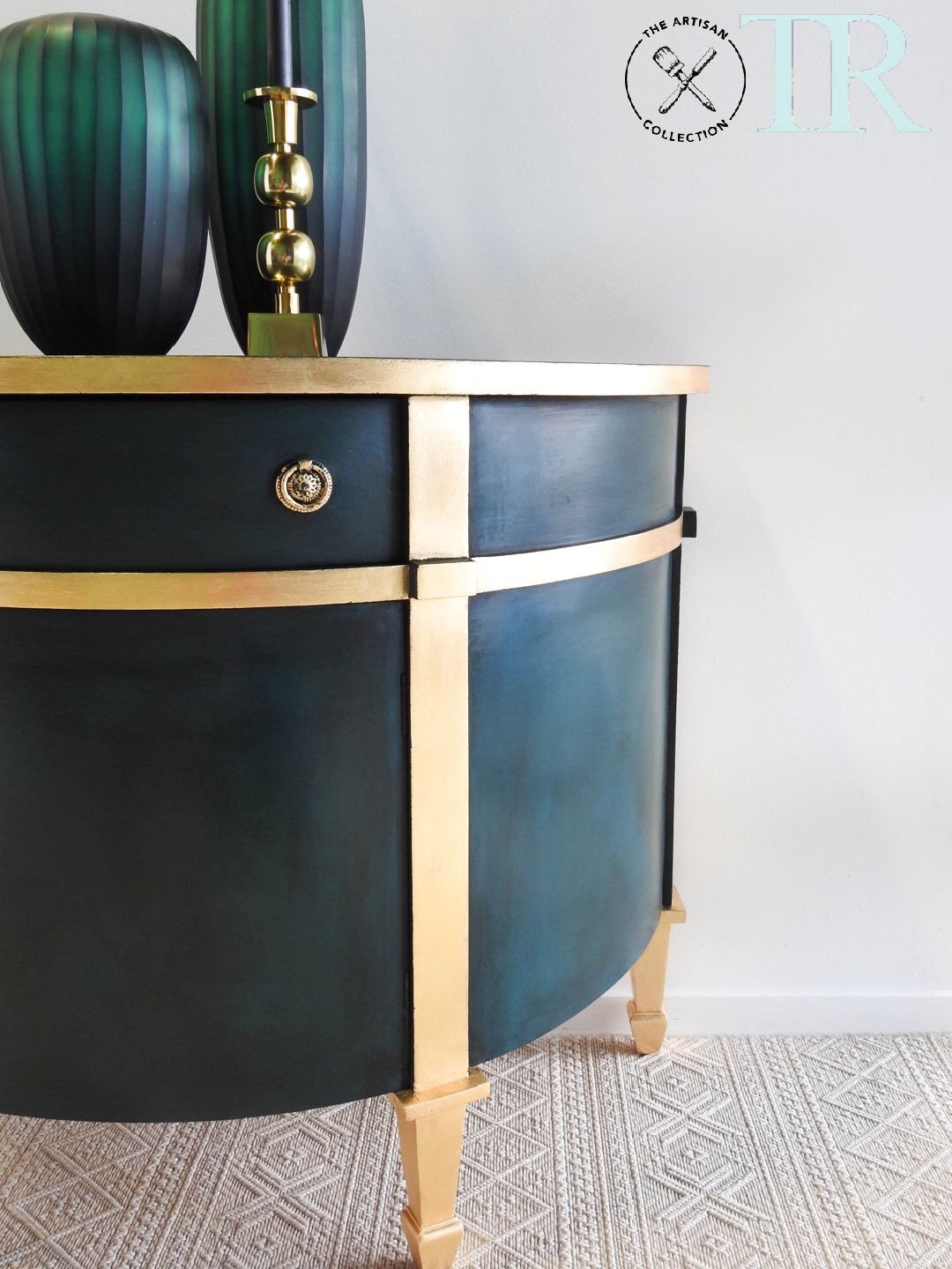 Not For Sale - Nicola : Luxe deep green and gold demilune