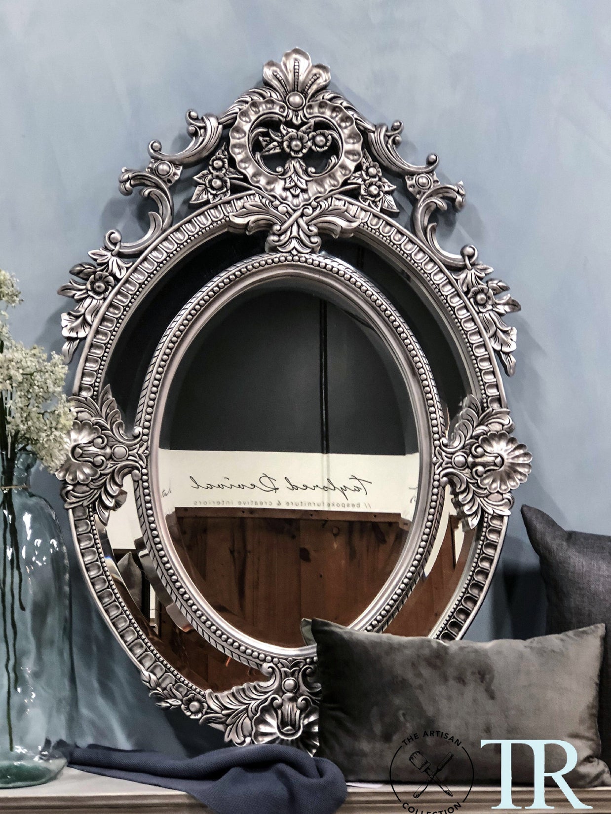 Not For Sale - Eugenia: Ornate oval sectional bevelled mirror