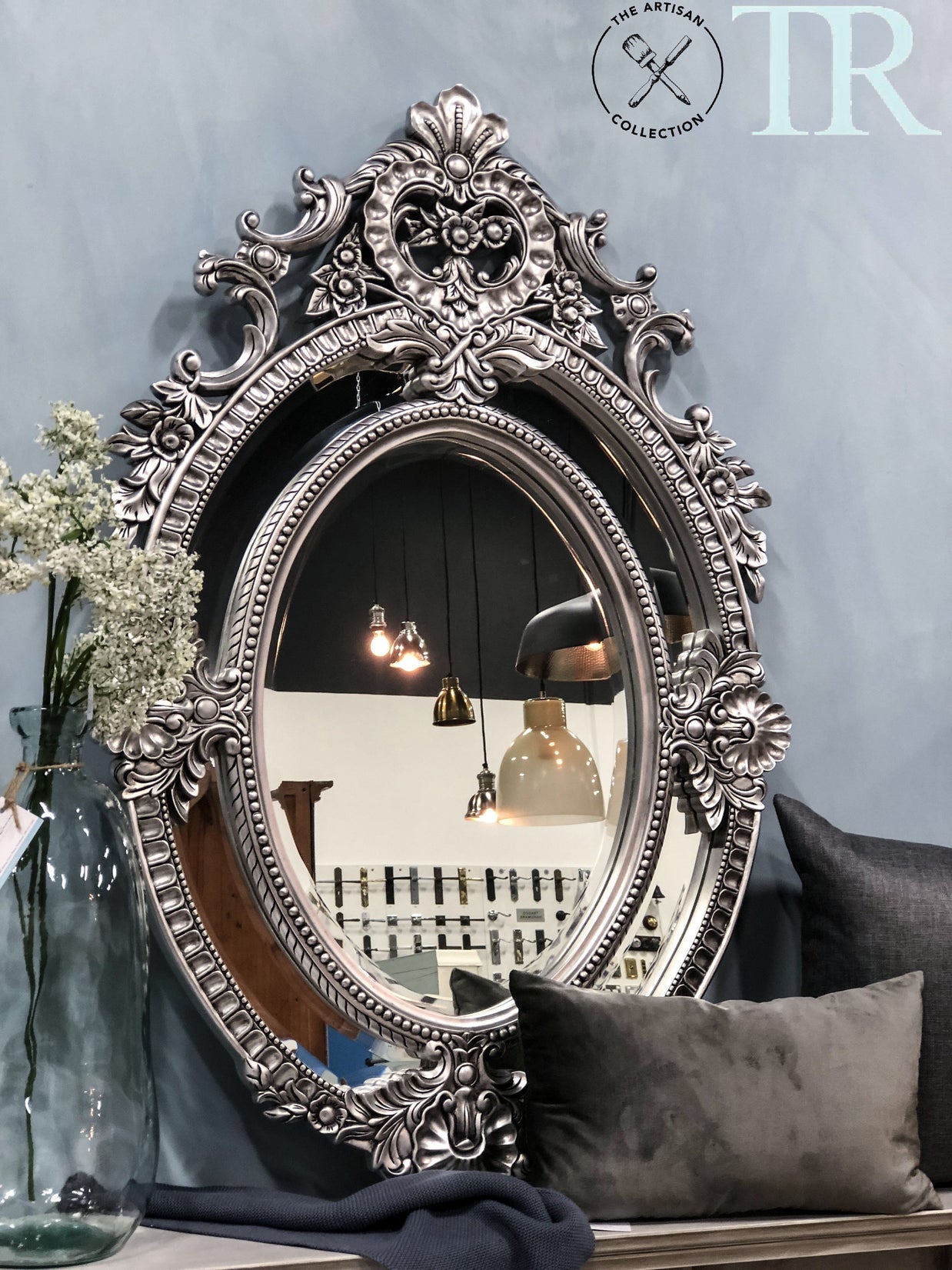 Not For Sale - Eugenia: Ornate oval sectional bevelled mirror