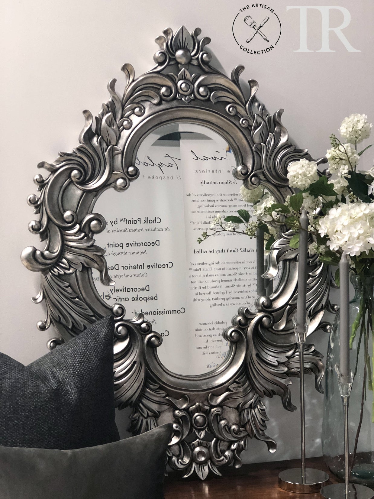 Not For Sale - Henrietta :  Antiqued dark silver leaf bevelled mirror