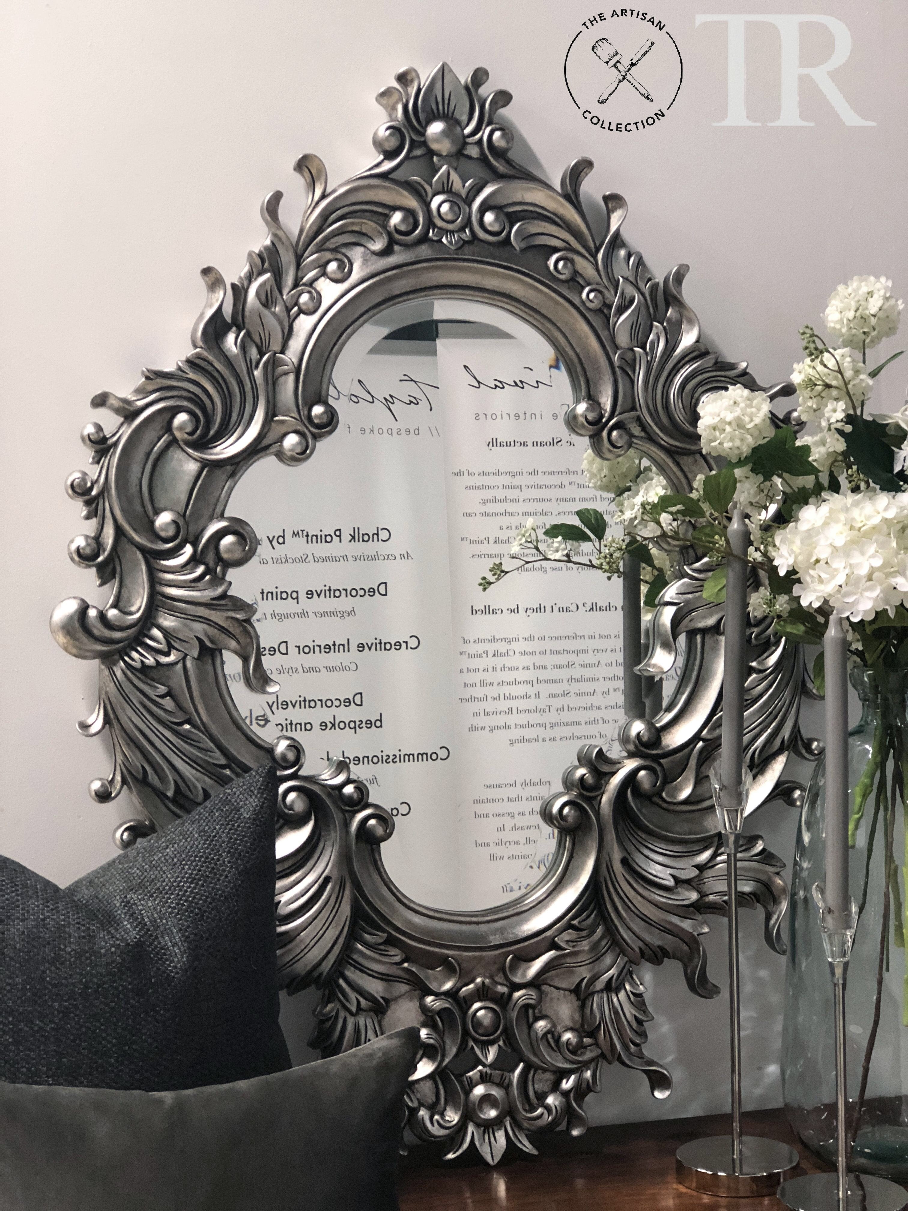 Not For Sale - Henrietta :  Antiqued dark silver leaf bevelled mirror