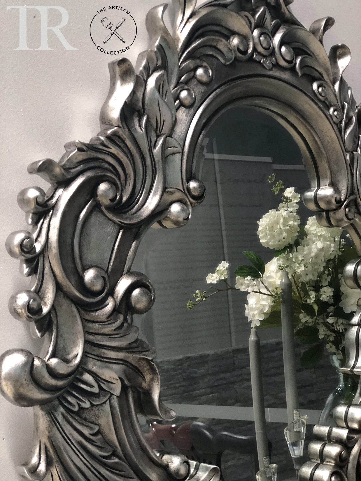 Not For Sale - Henrietta :  Antiqued dark silver leaf bevelled mirror