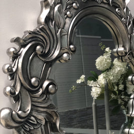 Not For Sale - Henrietta :  Antiqued dark silver leaf bevelled mirror