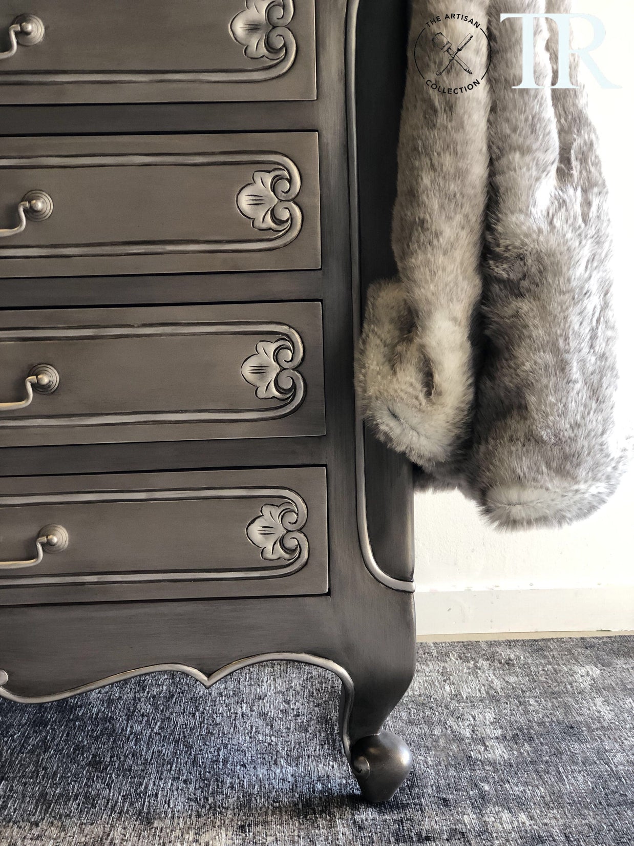 Not For Sale - Cherie : Two tone metallic carved set of drawers