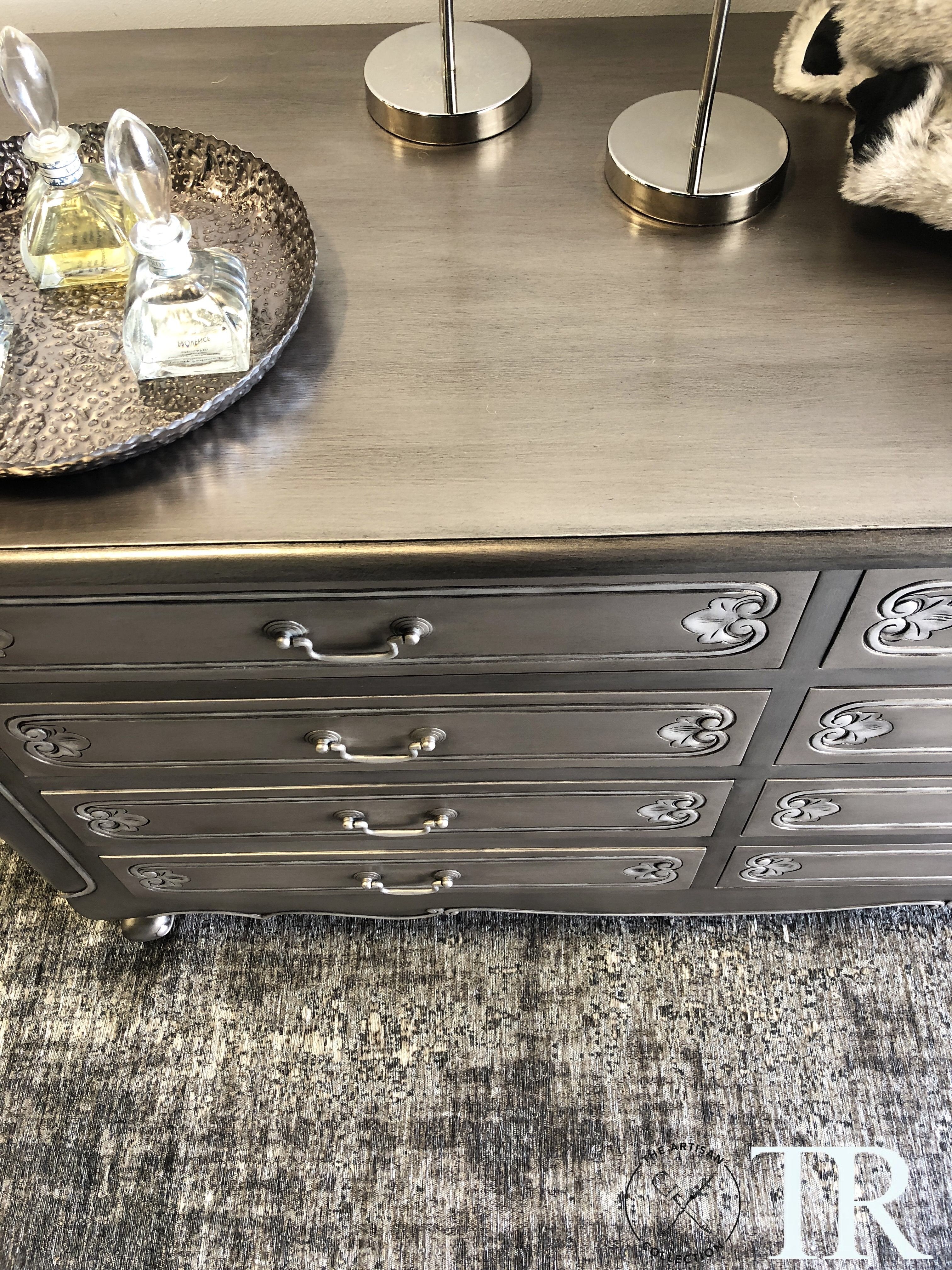 Not For Sale - Cherie : Two tone metallic carved set of drawers