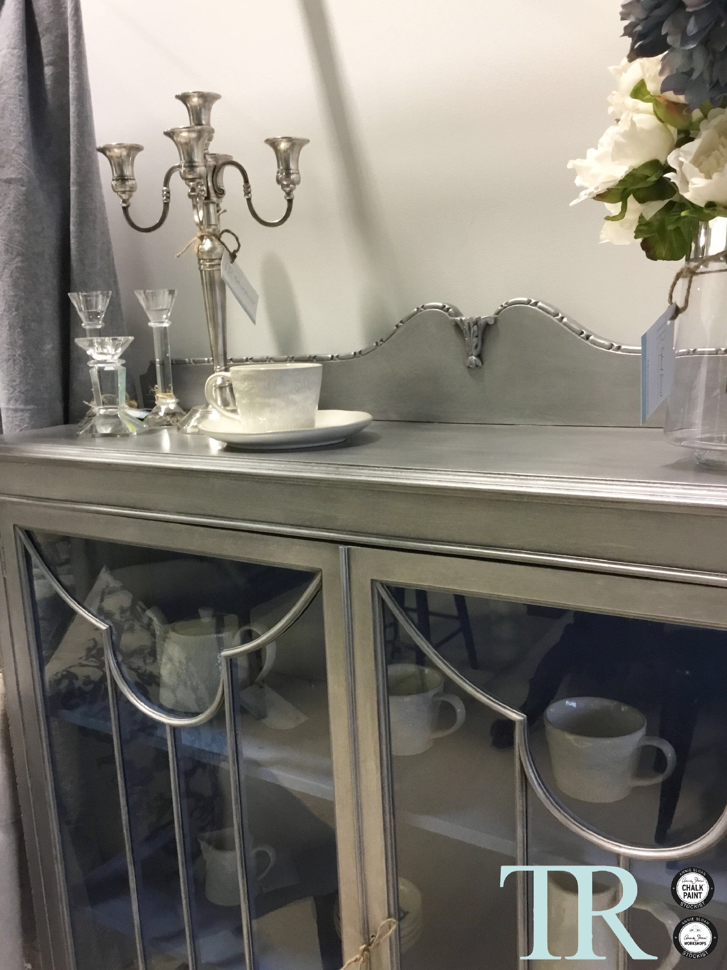 Not For Sale - Celine: Ball and Claw feet Silver and Blue display cabinet
