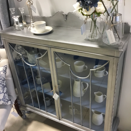 Not For Sale - Celine: Ball and Claw feet Silver and Blue display cabinet
