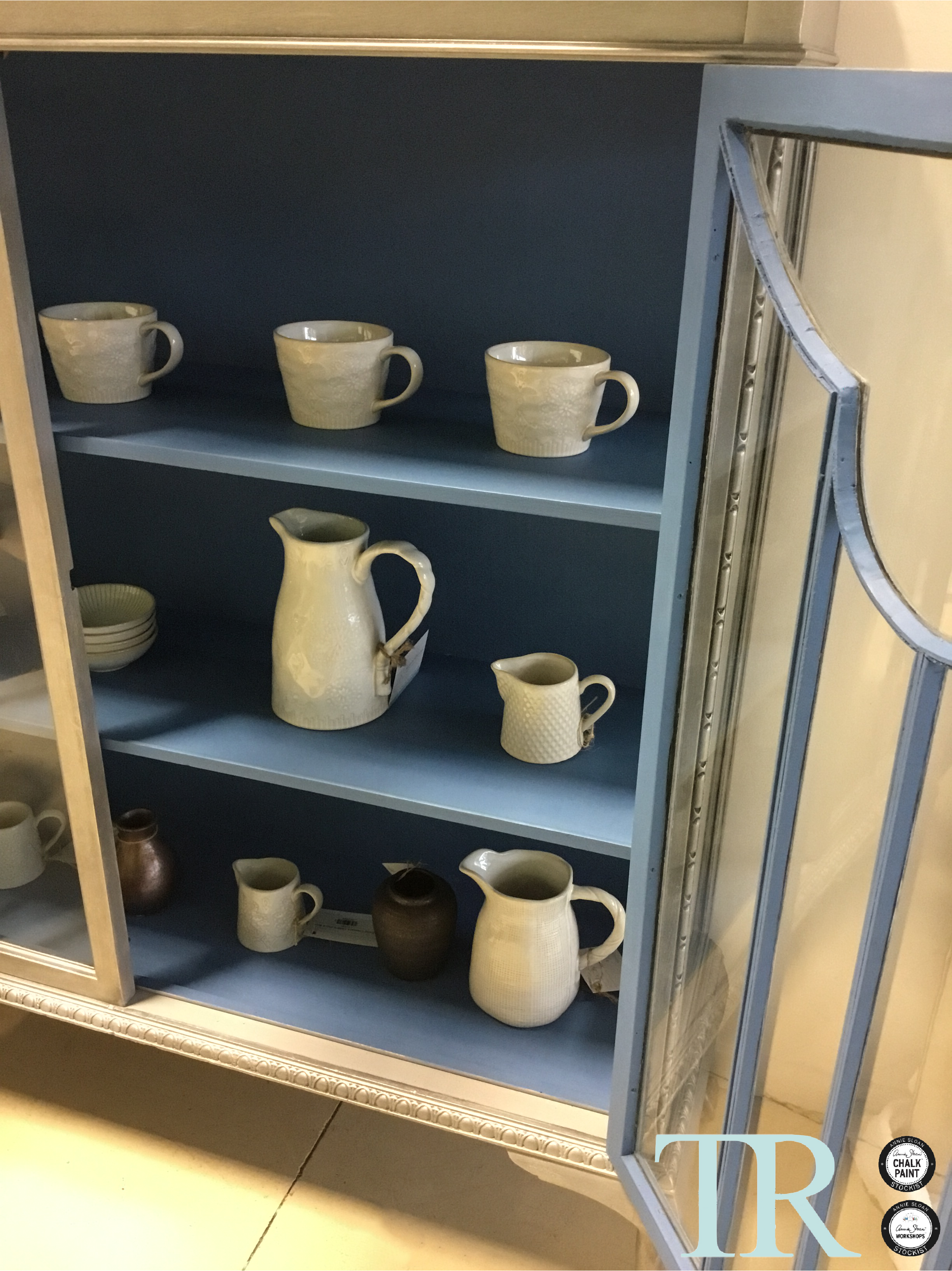 Not For Sale - Celine: Ball and Claw feet Silver and Blue display cabinet