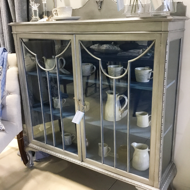 Not For Sale - Celine: Ball and Claw feet Silver and Blue display cabinet